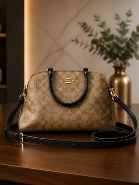 Vintage Coach Lillie Signature Carryall In Signatue Canvas Gold Tone Hardware